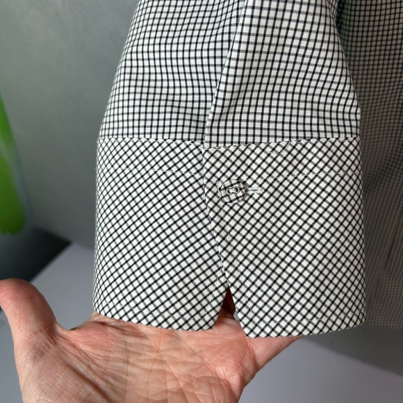 Foxcroft Black/White Gingham Ruffle 3/4 Sleeve Button Down Women’s Shirt Size 16 - Picture 7 of 14